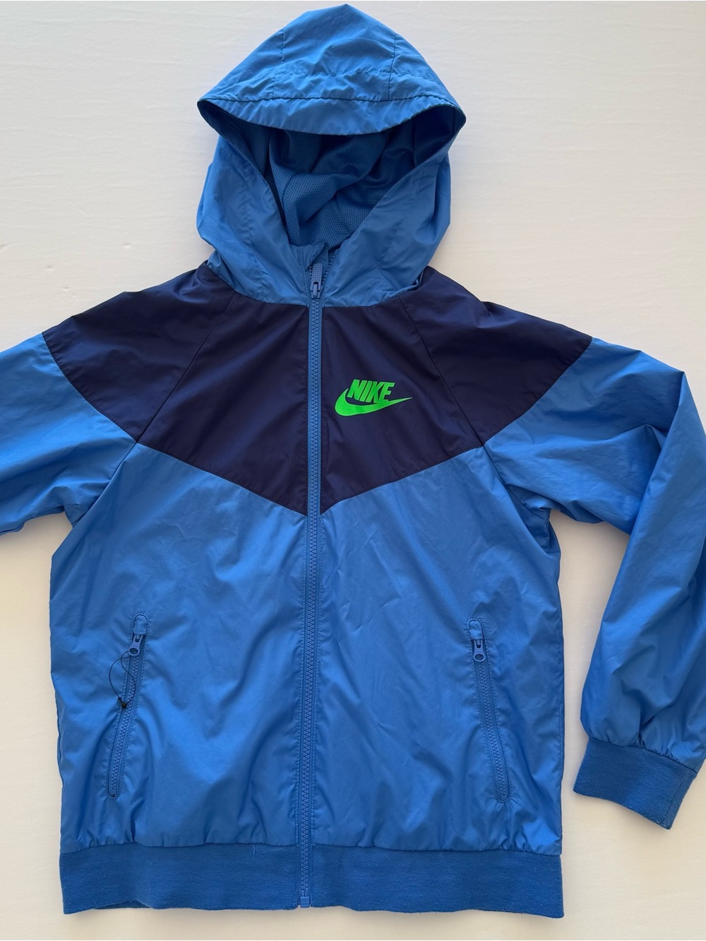Nike Windrunner Youth Jacket Blue Navy Green Colorblock Zip Hoodie Med